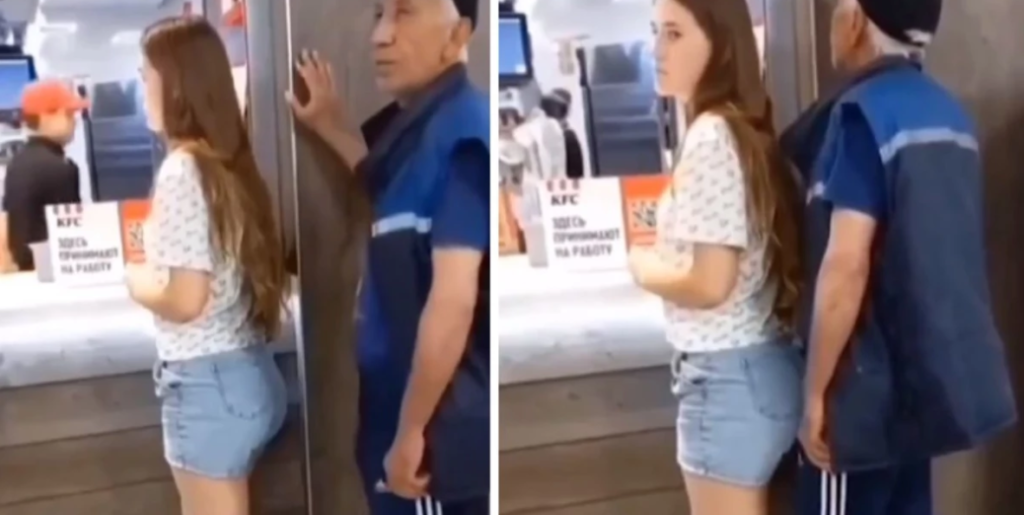 This is how the old man harassed the young girl waiting in the order line