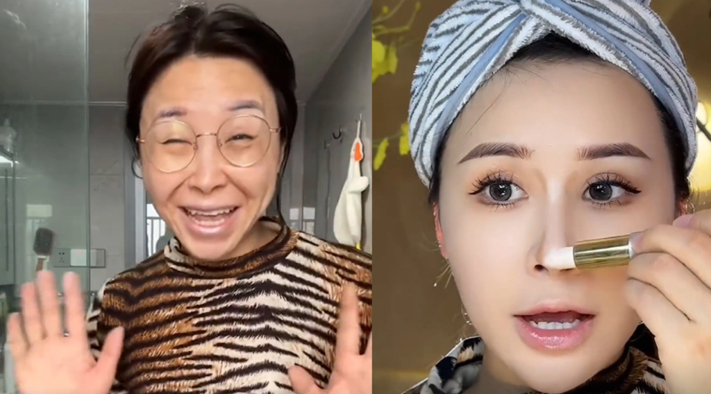 Chinese old woman became a make-up beauty